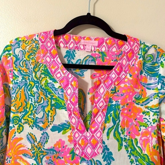 Lilly Pulitzer Amelia Island Tunic Top Casa Marina Print Preppy Resort Sz Small - Picture 3 of 11